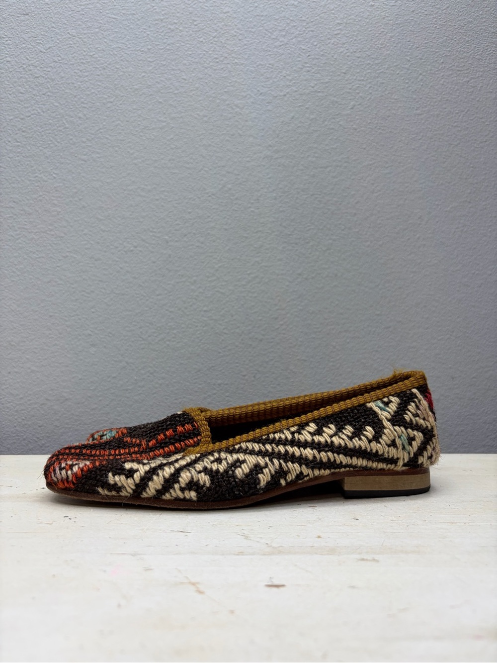 Artemis Wool Carpet Loafers Womens 36 Kilim Flats Multicolor Made in Turkey